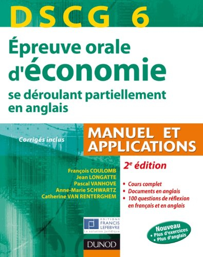 DSCG 6, épreuve orale d'économie se déroulant partiellement en anglais : manuel et applications, cor