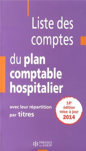 Liste des comptes du plan comptable hospitalier : avec leur répartition par titres