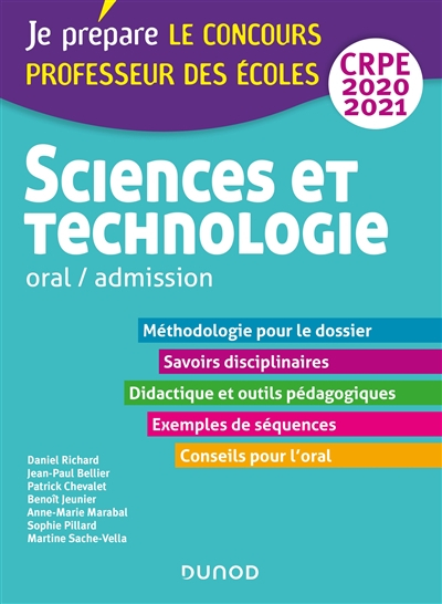 Sciences et technologie : oral, admission, CRPE 2020-2021