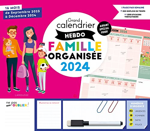  Organiseur familial Mémoniak 2024, calendrier organisation  familial mensuel (sept. 2023- déc. 2024) - Nesk - Livres
