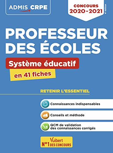 Concours professeur des écoles : système éducatif : en 41 fiches, concours 2020-2021