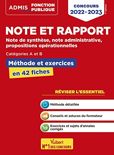 Note et rapport : note de synthèse, note administrative, propositions opérationnelles, catégories A 