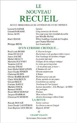 Nouveau recueil (Le), n° 52. D'un lyrisme critique