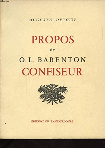 propos de o. -l. barenton confiseur ancien eleve de l' ecole polytechnique