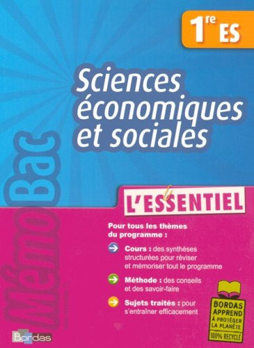 Sciences économiques et sociales 1re ES