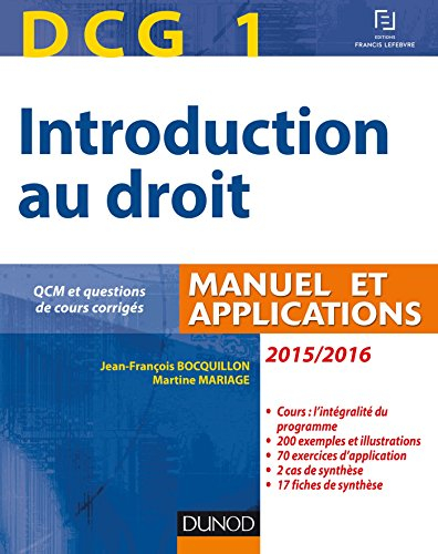Introduction au droit, DCG 1 : manuel et applications, avec QCM et questions de cours corrigées : 20