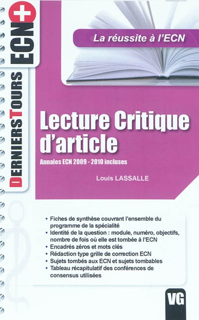 Lecture critique d'article : annales ECN 2009-2010 incluses