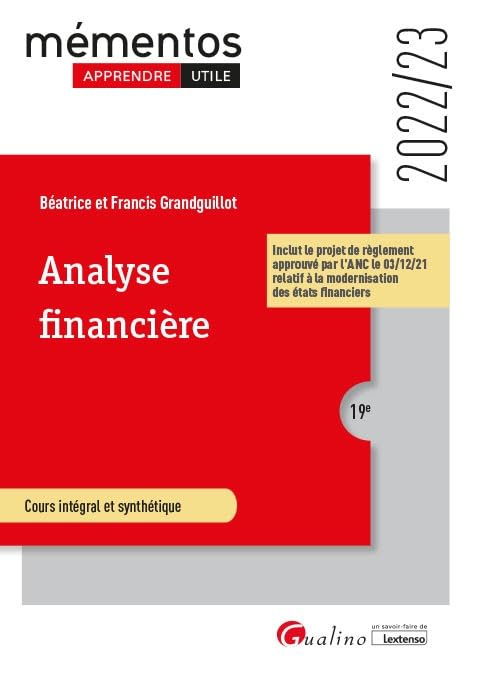 Analyse financière : cours intégral et synthétique : 2022-2023