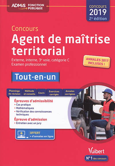 Concours agent de maîtrise territorial, concours 2019 : externe, interne, 3e voie, catégorie C, exam