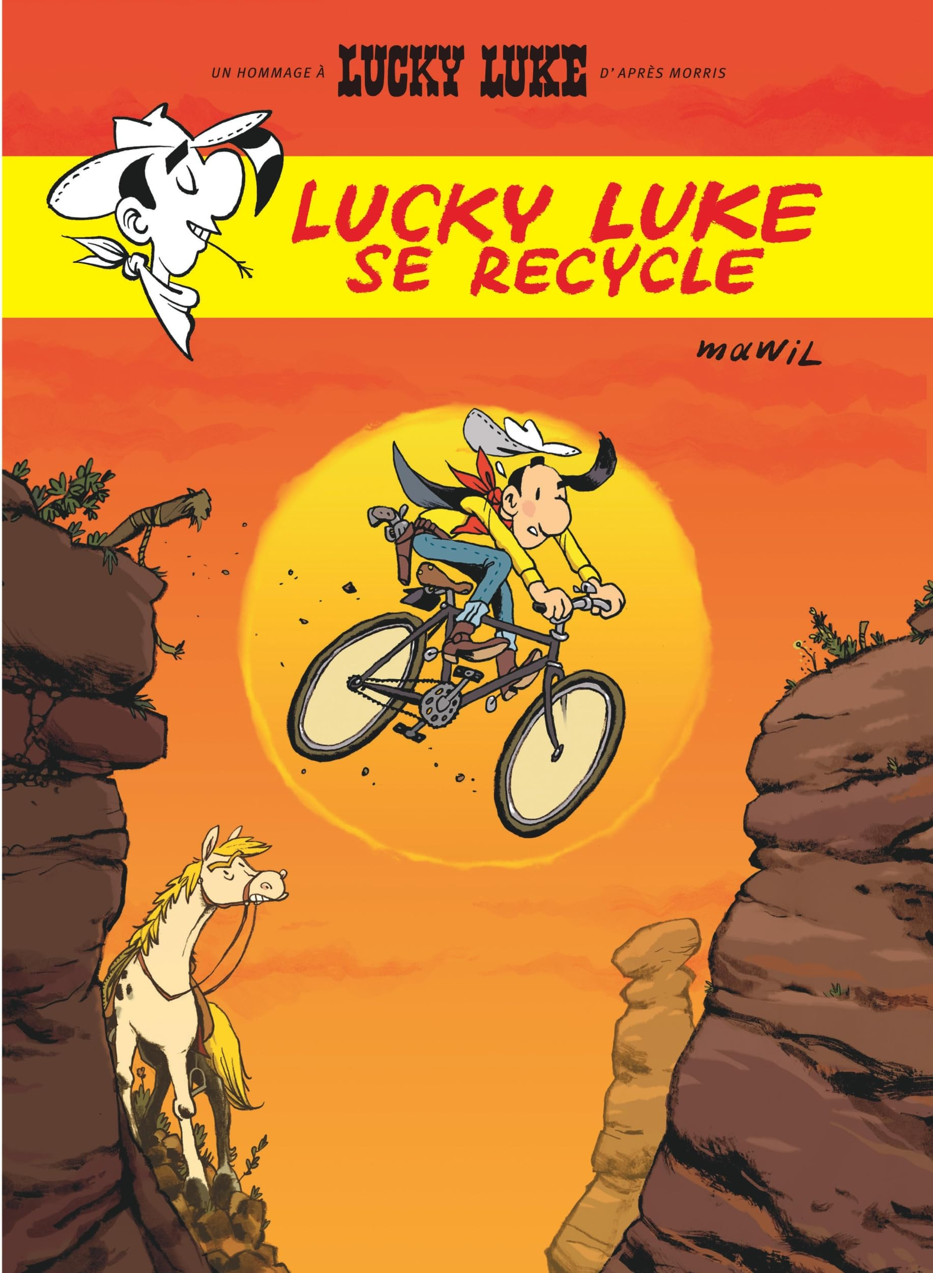 Un hommage à Lucky Luke d’après Morris. Lucky Luke se recycle